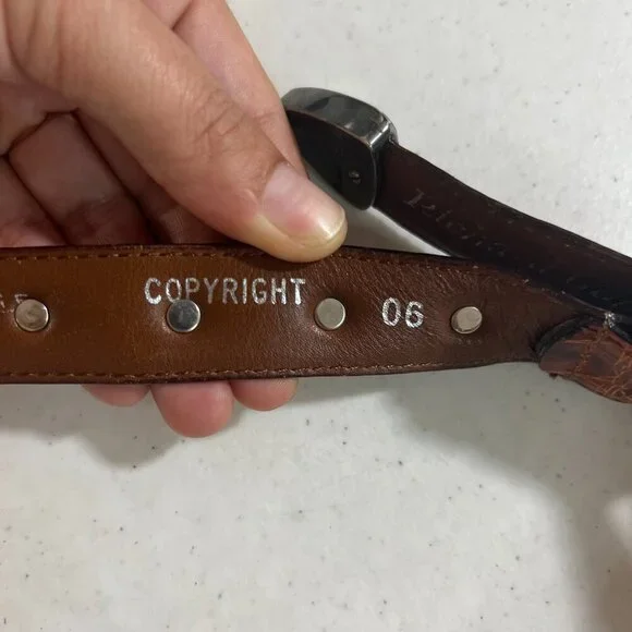 Richard Gampel Belt, Brown Vintage, Crocodile, Made in France, Brown Belt 38" - Picture 4 of 8